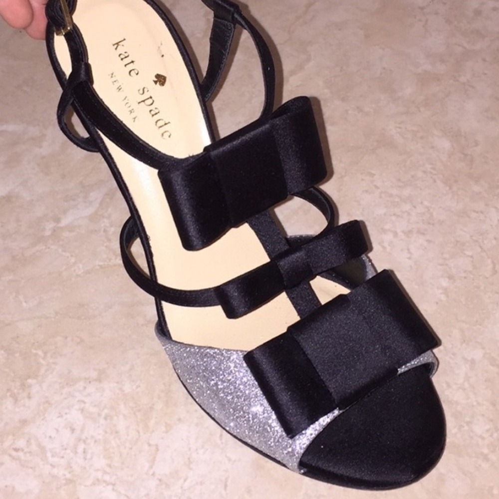 Kate Spade triple black bow and sparkle heels!